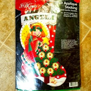 Vintage J&P Coats Felt Applique Christmas Stocking Kit Angela's Star